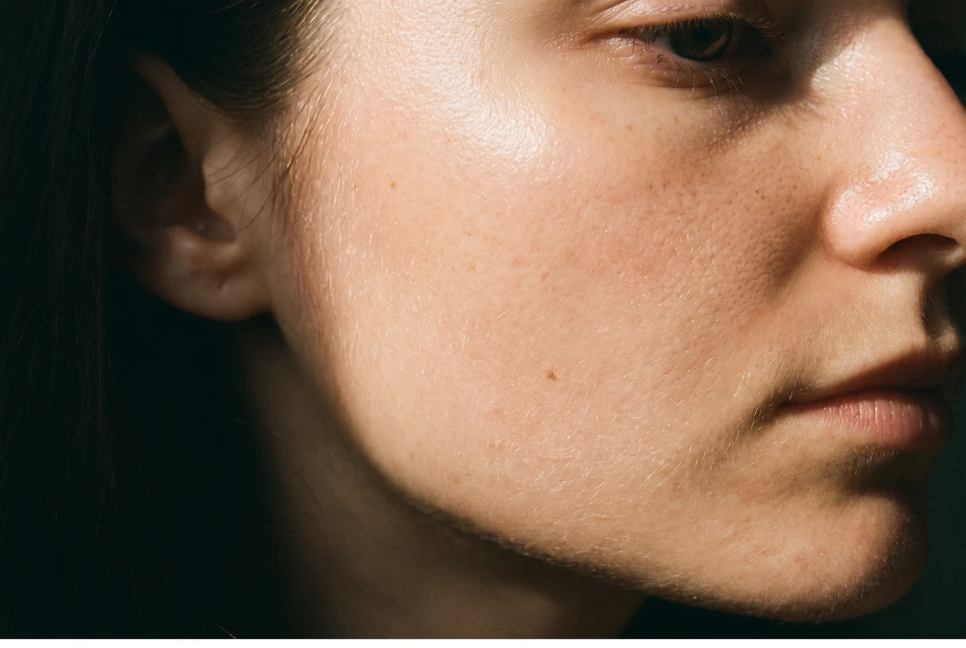 Skin surface studied in raking light