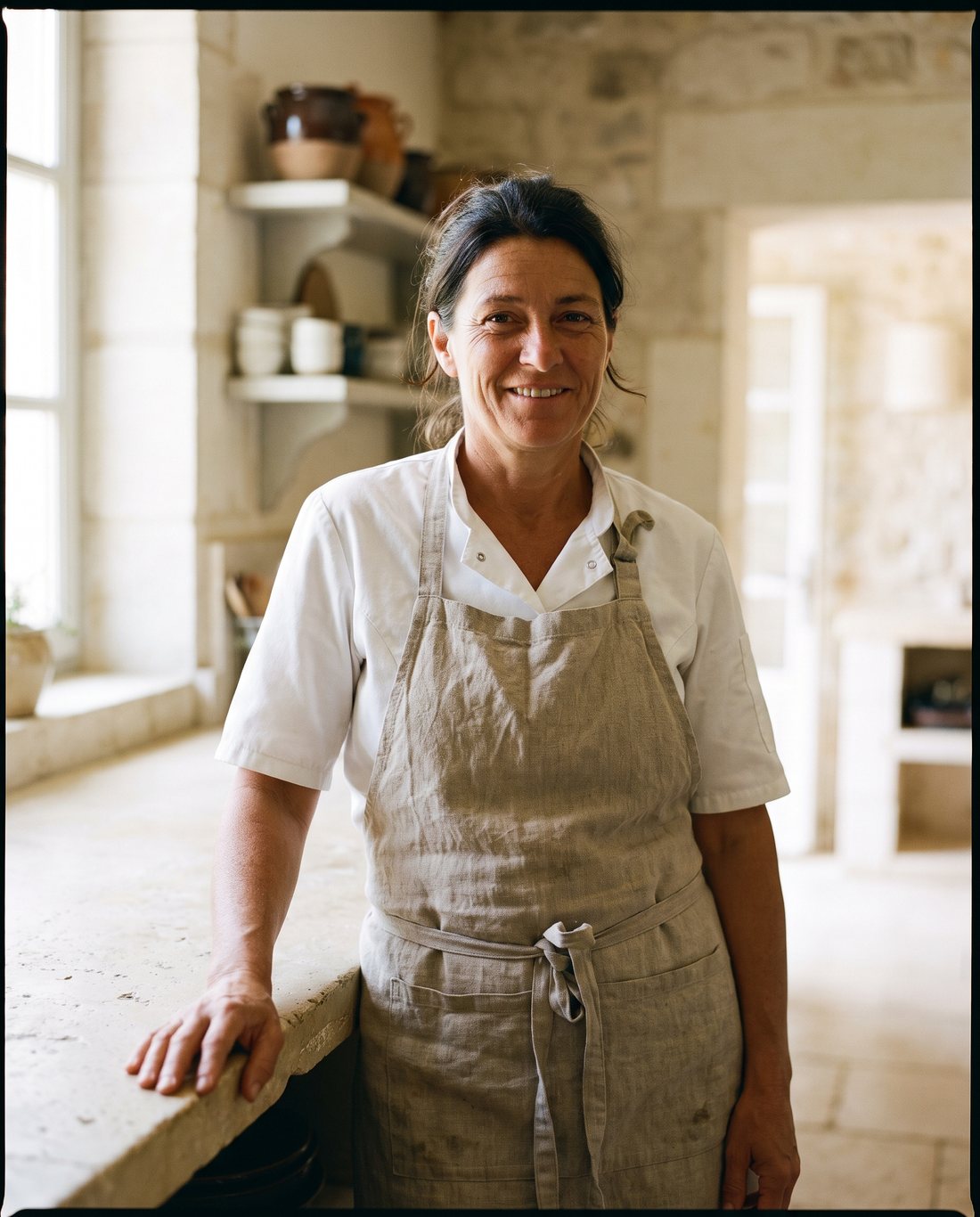 Chef Marta Riudavets in the bright limestone kitchen